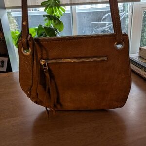 Roots Tan Leather Shoulder Bag
